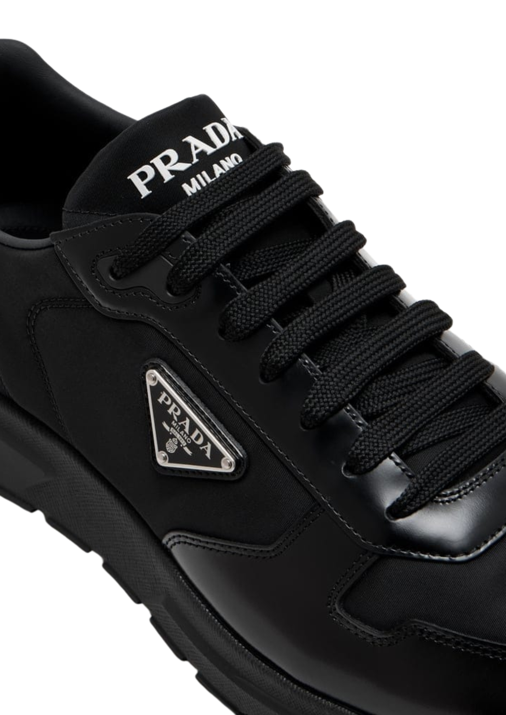 Prada Prax 01 Re-Nylon and Leather Brushed Sneakers Black Men