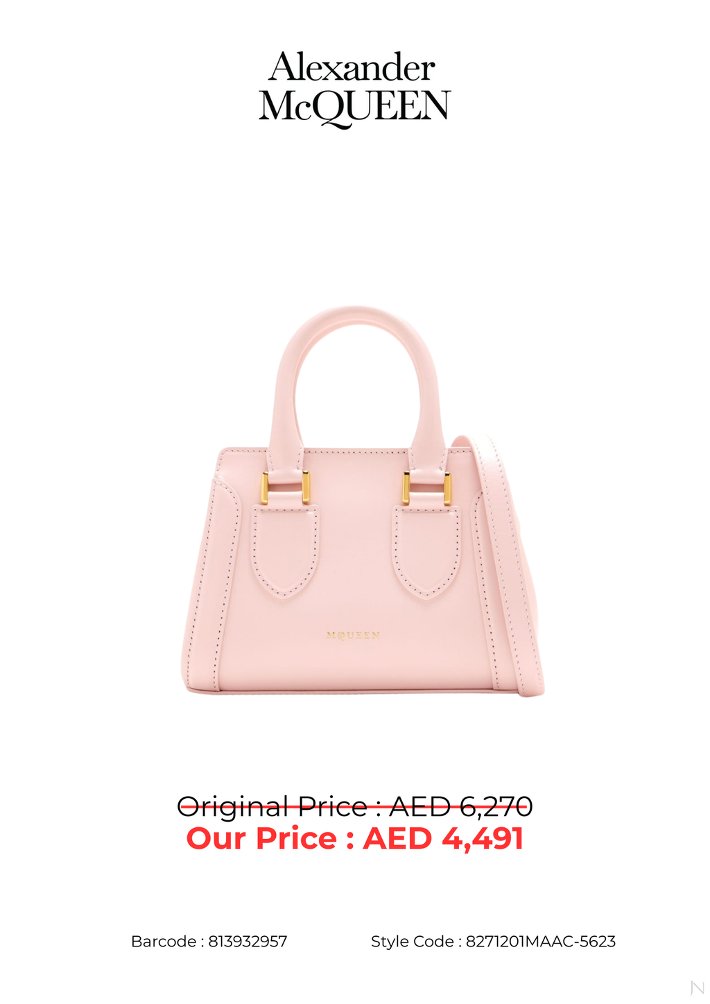 Alexander McQueen Mini Birdee Leather Handbag – Pink, White & Black – Women