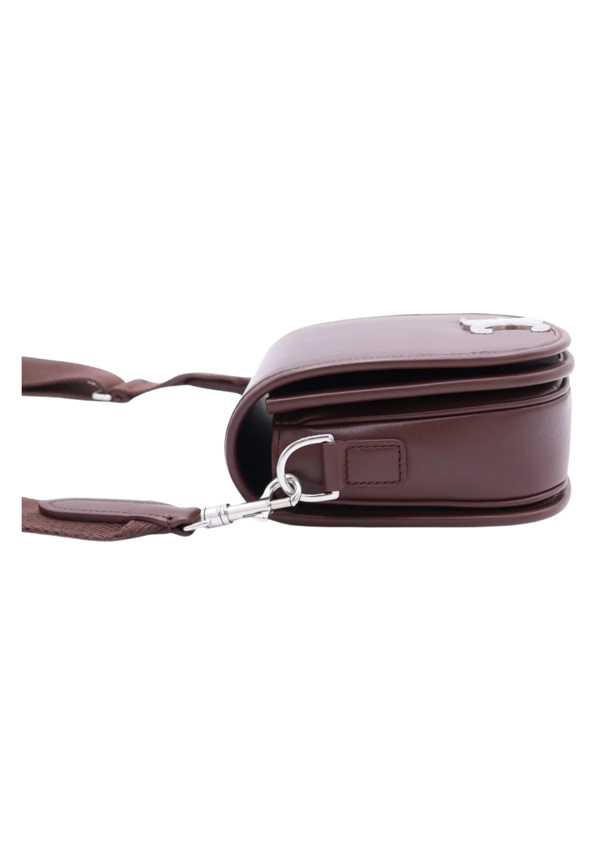 Celine Small Besace Strap Triomphe Calfskin Shoulder Bag – Brown – Women