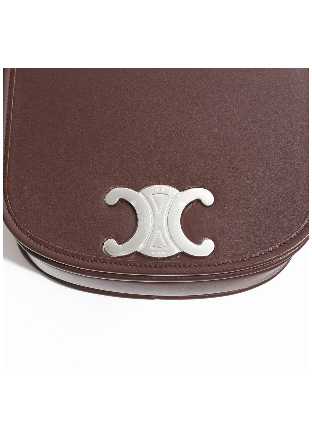 Celine Small Besace Strap Triomphe Calfskin Shoulder Bag – Brown – Women