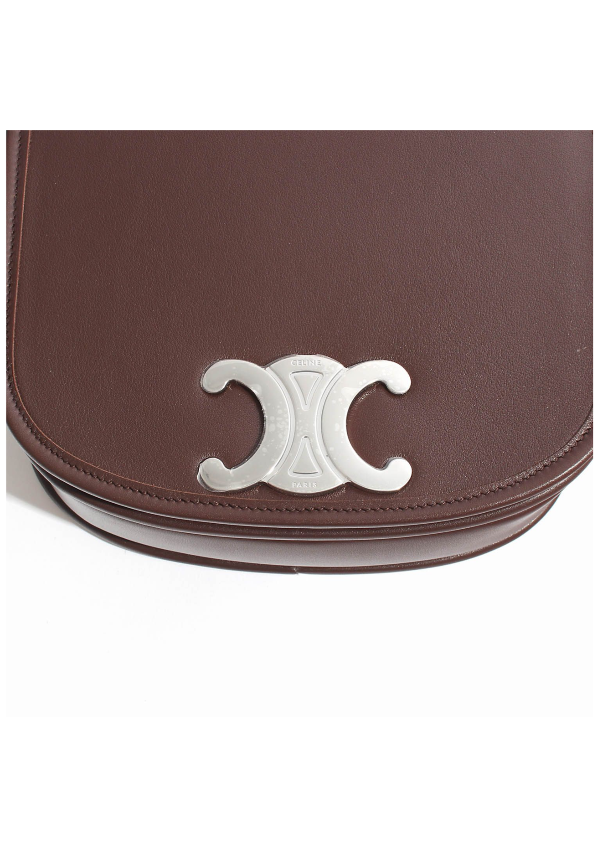 Celine Small Besace Strap Triomphe Calfskin Shoulder Bag – Brown – Women