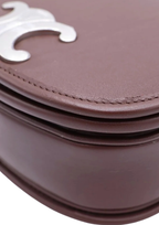 Celine Small Besace Strap Triomphe Calfskin Shoulder Bag – Brown – Women