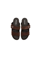 Prada Prada Men Suede Double-Strap Slide in Dark Brown - front product view