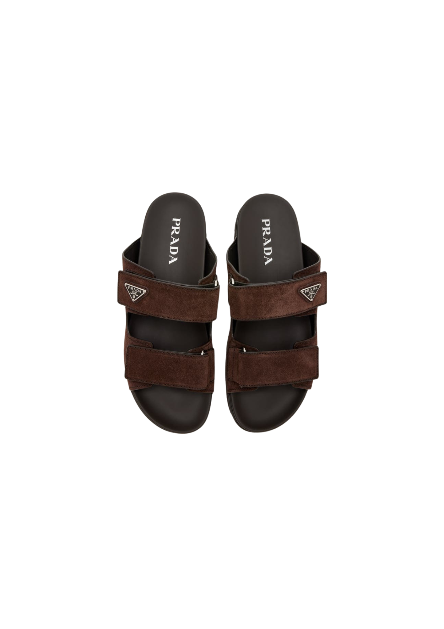Prada Suede Double-Strap Slides Dark Brown Men