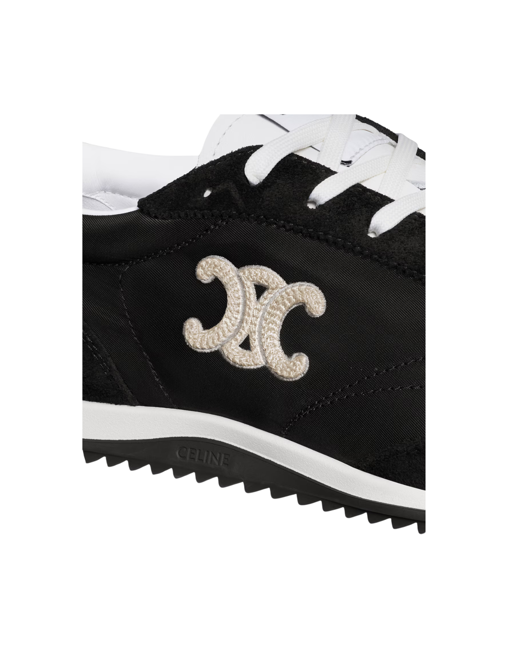 Celine Racer Triomphe Textile & Calfskin Sneakers – Black / White – Men