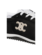 Celine Racer Triomphe Textile & Calfskin Sneakers – Black / White – Men