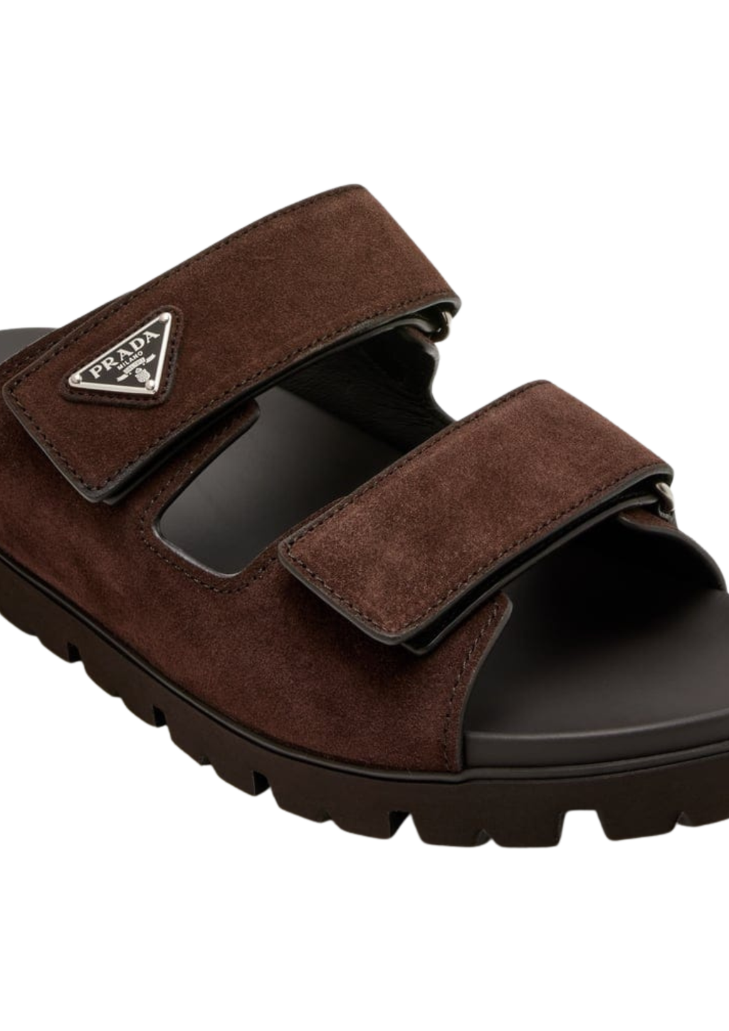Prada Suede Double-Strap Slides Dark Brown Men