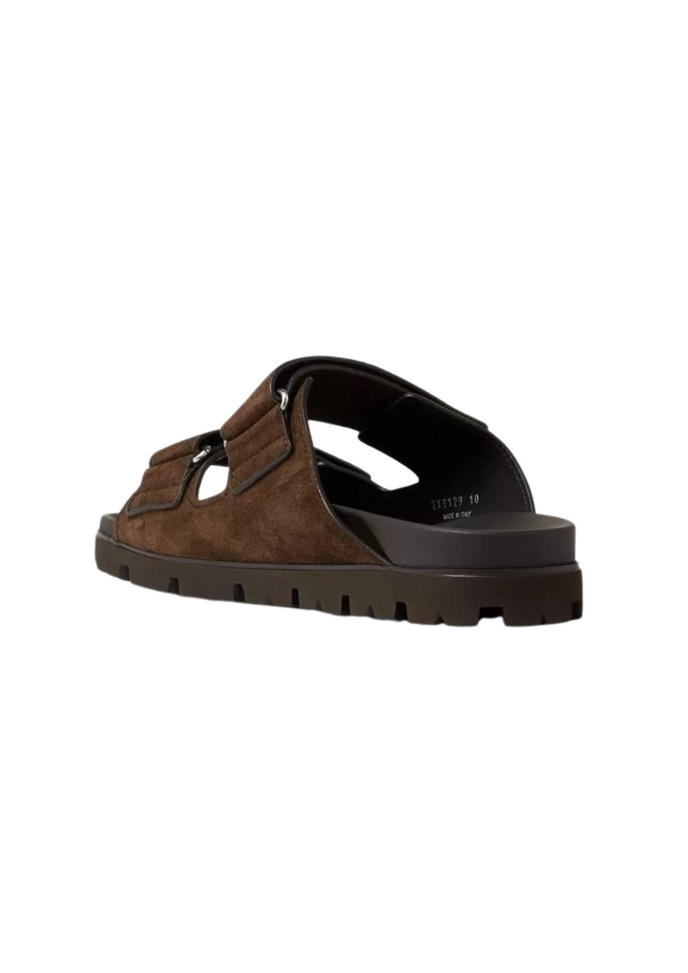 Prada Suede Double-Strap Slides Dark Brown Men