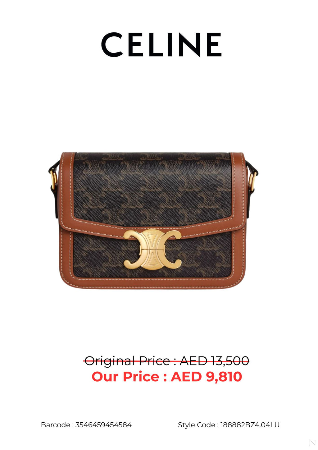 Celine Teen Triomphe Canvas & Calfskin Crossbody Bag – Tan – Women