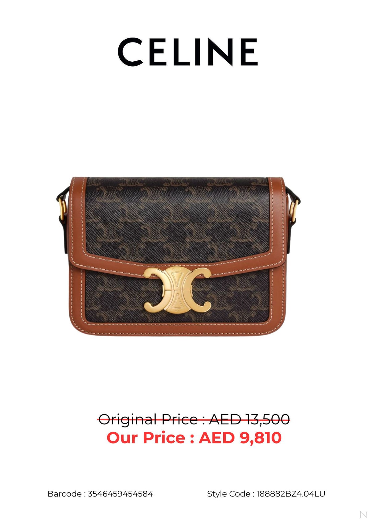 Celine Teen Triomphe Canvas & Calfskin Crossbody Bag – Tan – Women