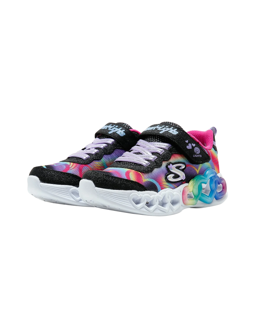 Skechers S Lights Infinite Heart Lights Light-Up Sneakers – Black / Multi – Kids