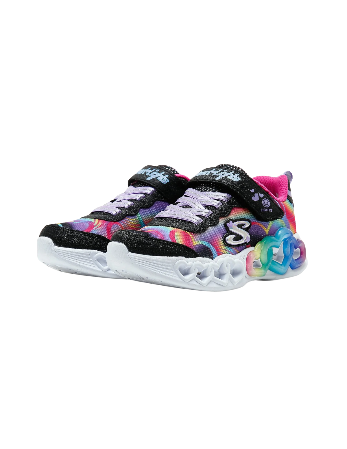 Skechers S Lights Infinite Heart Lights Light-Up Sneakers – Black / Multi – Kids