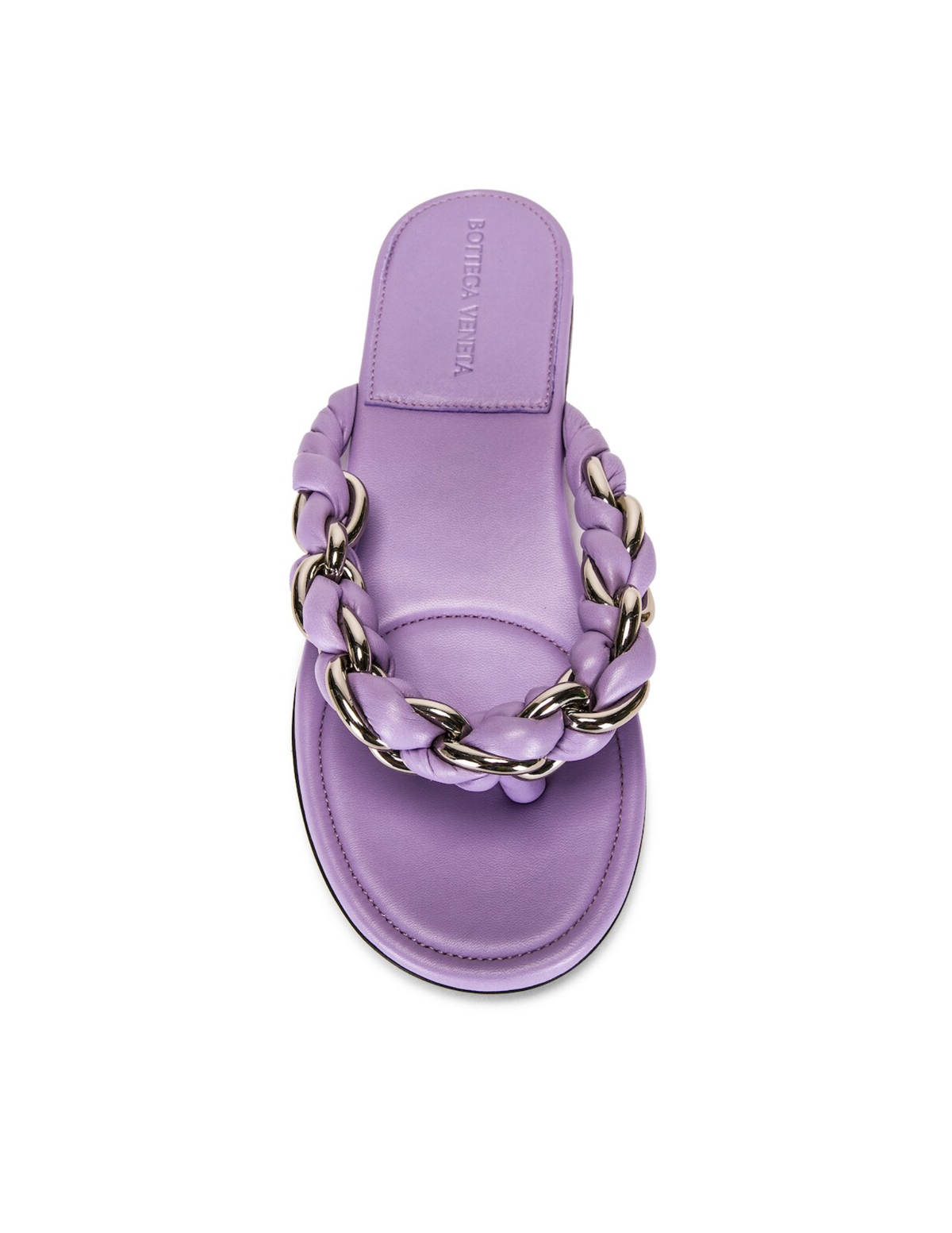 Bottega Veneta Dot Nappa Leather Chain Flat Sandals – Wisteria Purple – Women