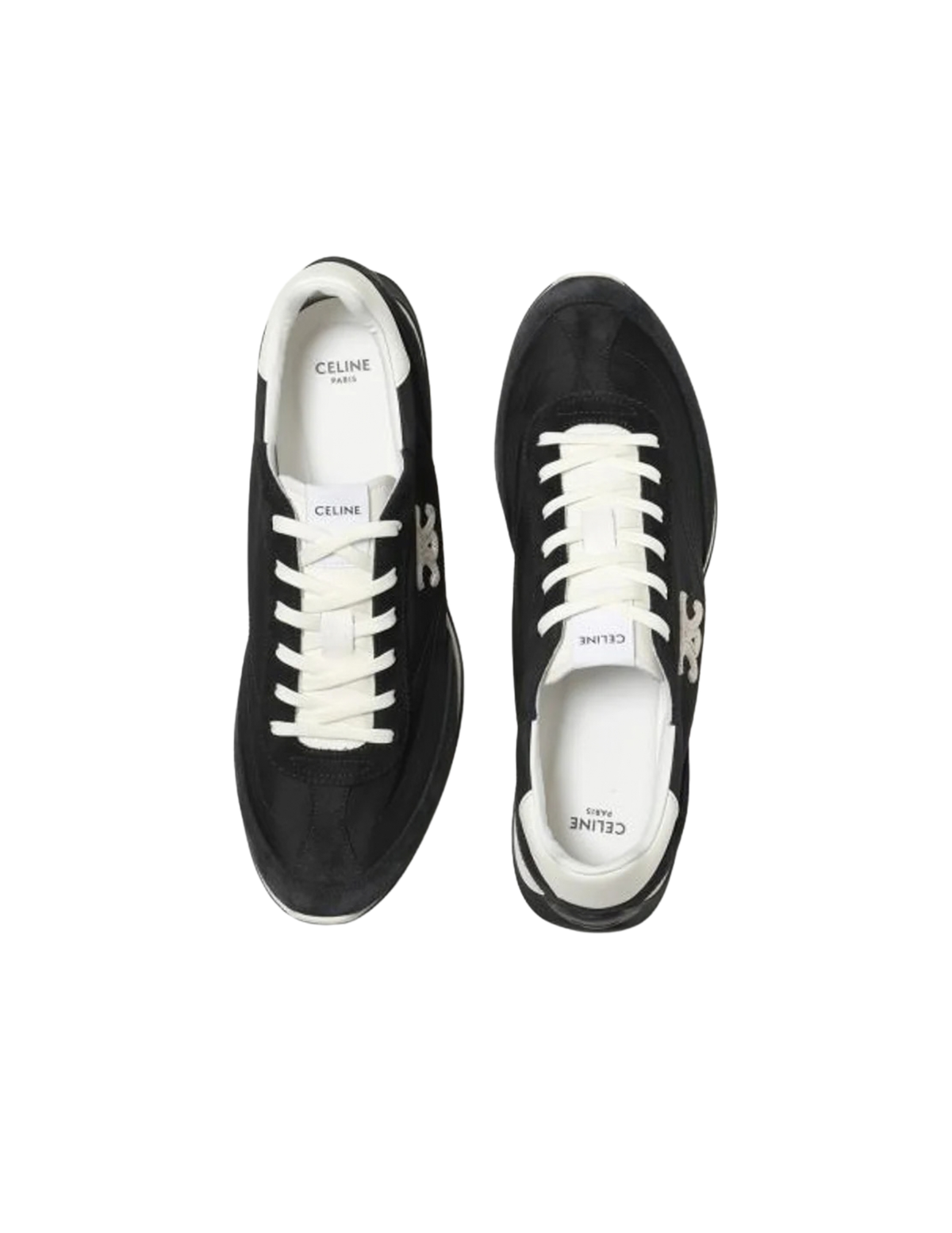 Celine Racer Triomphe Textile & Calfskin Sneakers – Black / White – Men