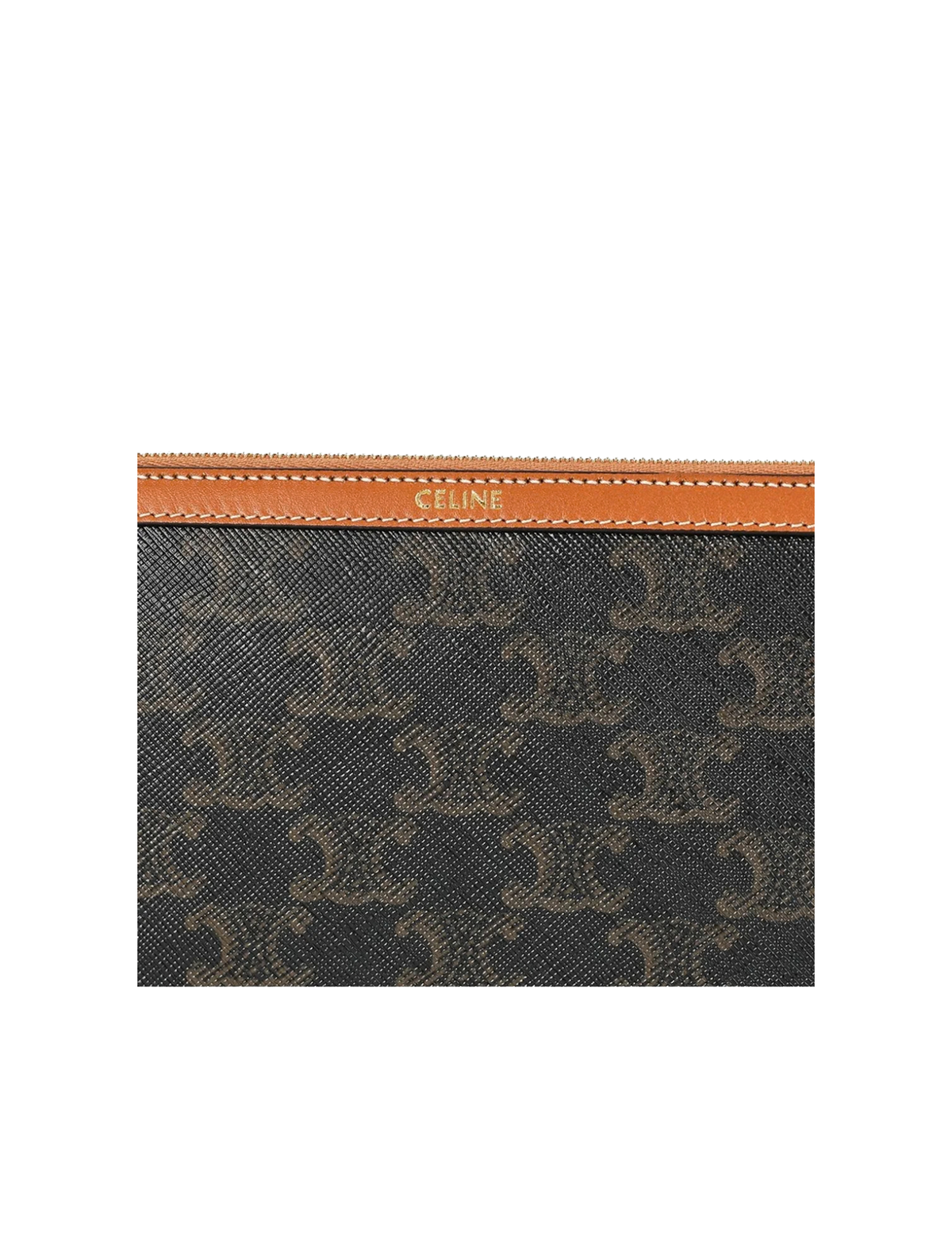 Celine Cuir Triomphe Small Canvas & Calfskin Wristlet Pouch – Tan – Women