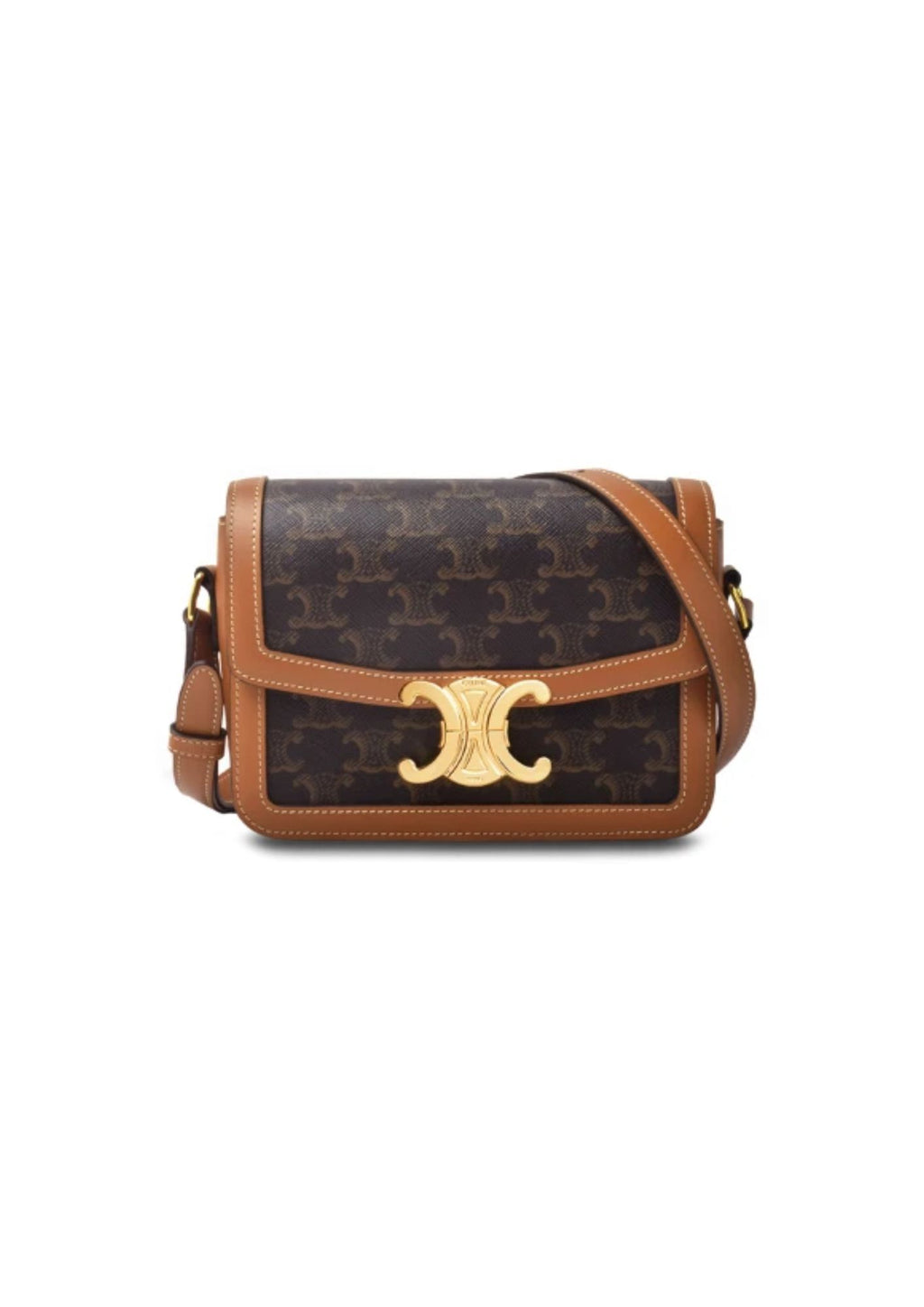 Celine Teen Triomphe Canvas & Calfskin Crossbody Bag – Tan – Women