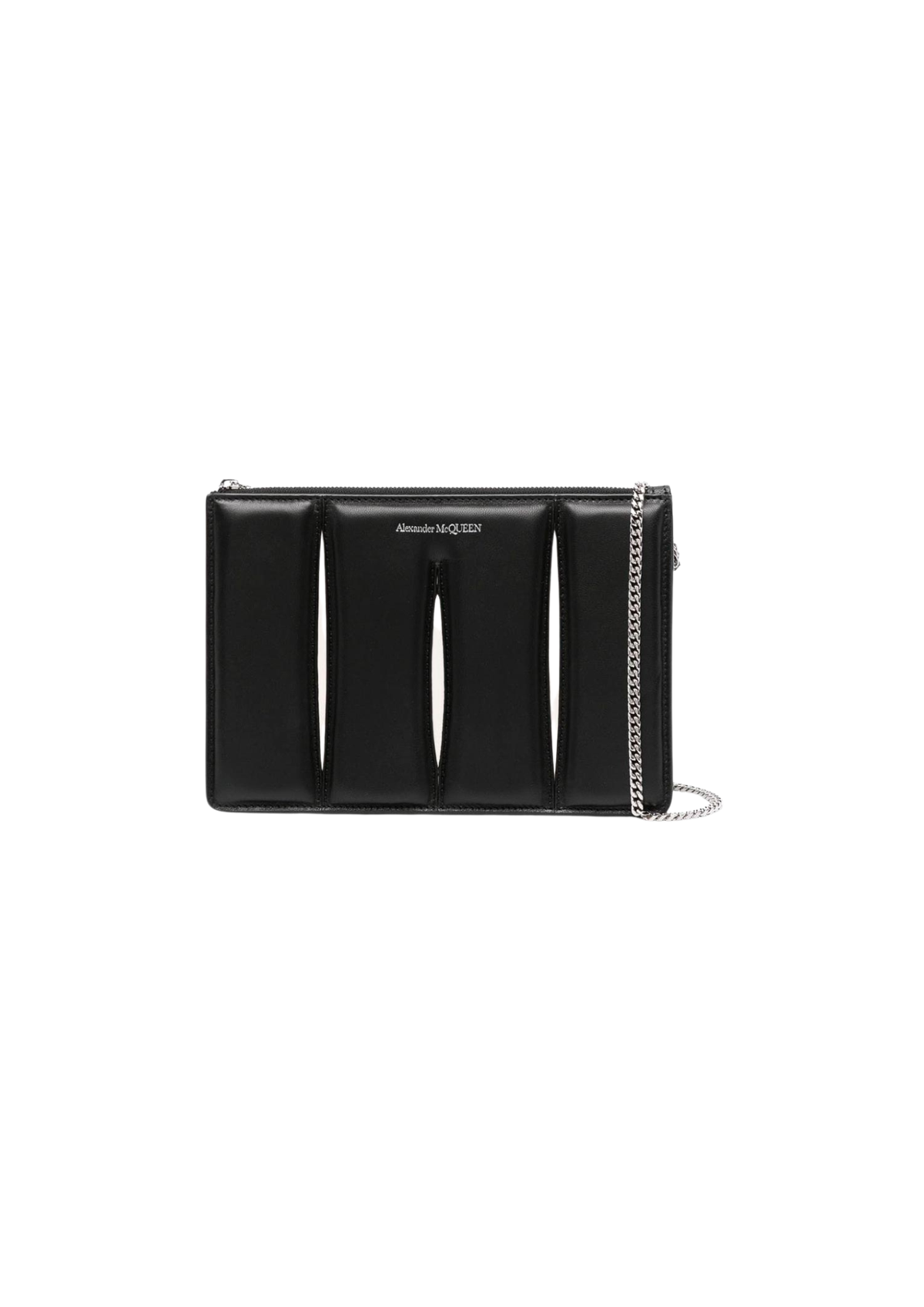 Alexander McQueen Women Slatch Clutch Shoulder Bag – Black/Silver