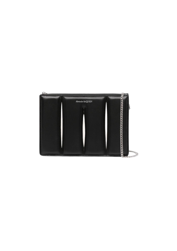 Alexander McQueen Women Slatch Clutch Shoulder Bag – Black/Silver