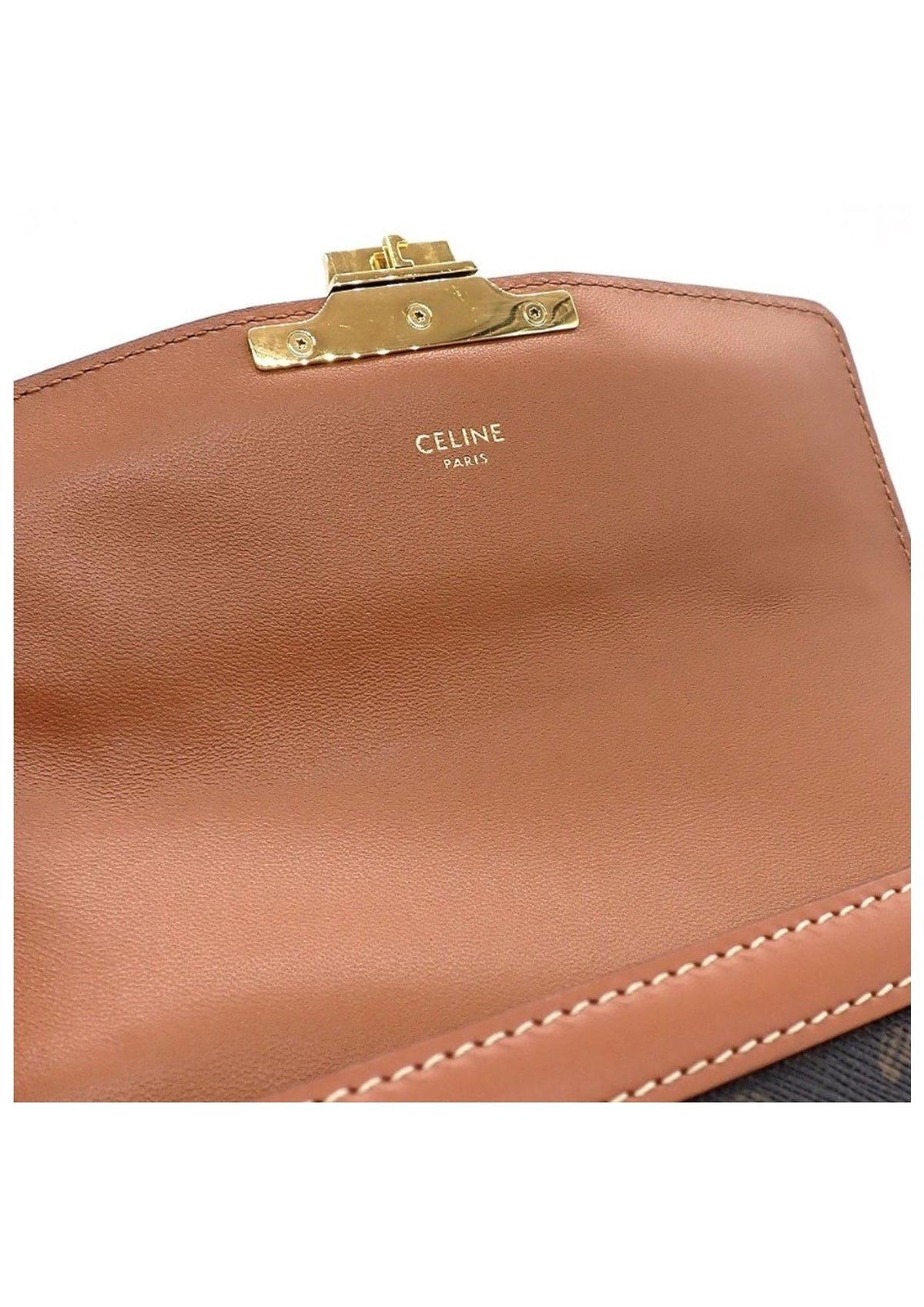 Celine Teen Triomphe Canvas & Calfskin Crossbody Bag – Tan – Women