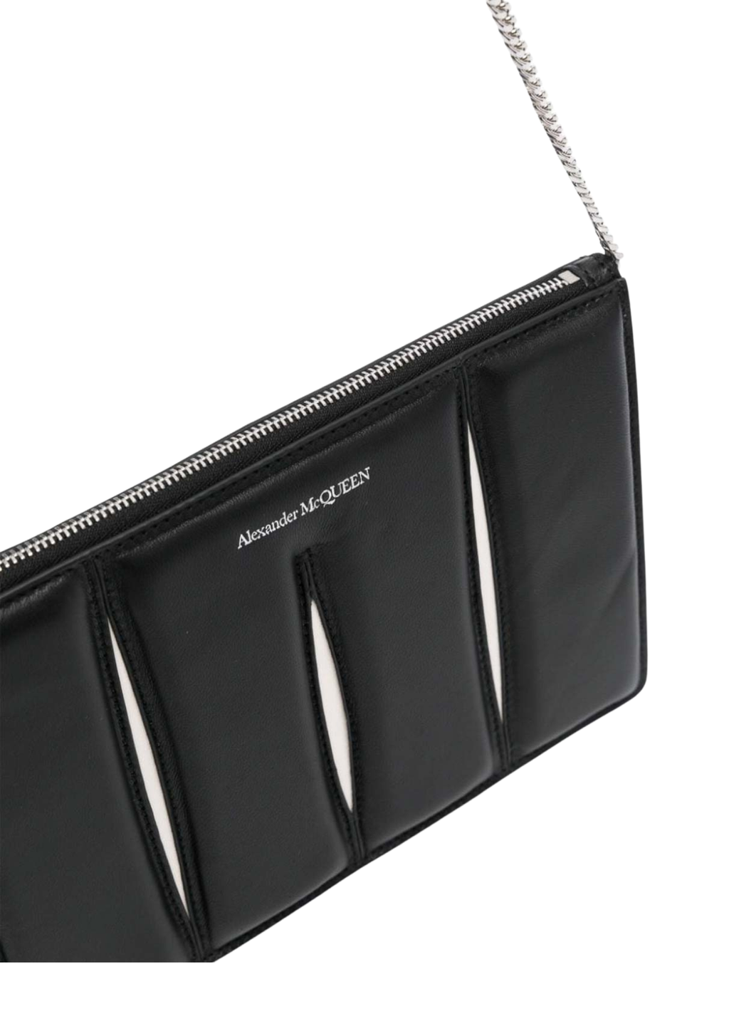 Alexander McQueen Women Slatch Clutch Shoulder Bag – Black/Silver
