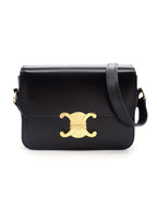 Celine Teen Triomphe Shiny Calfskin Shoulder Bag – Black – Women