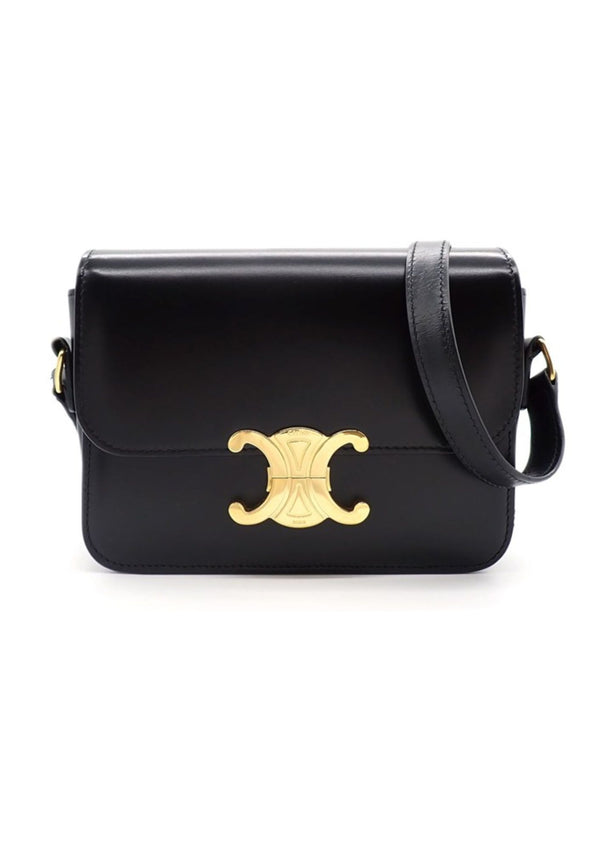 Celine Teen Triomphe Shiny Calfskin Shoulder Bag – Black – Women