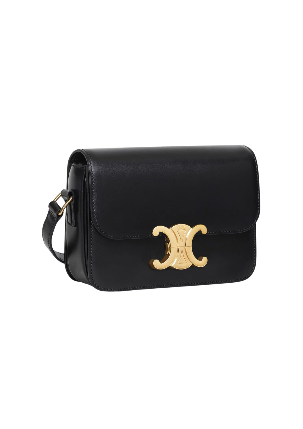 Celine Teen Triomphe Shiny Calfskin Shoulder Bag – Black – Women