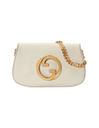 Gucci Blondie Leather Shoulder Bag with Interlocking G – White – Women