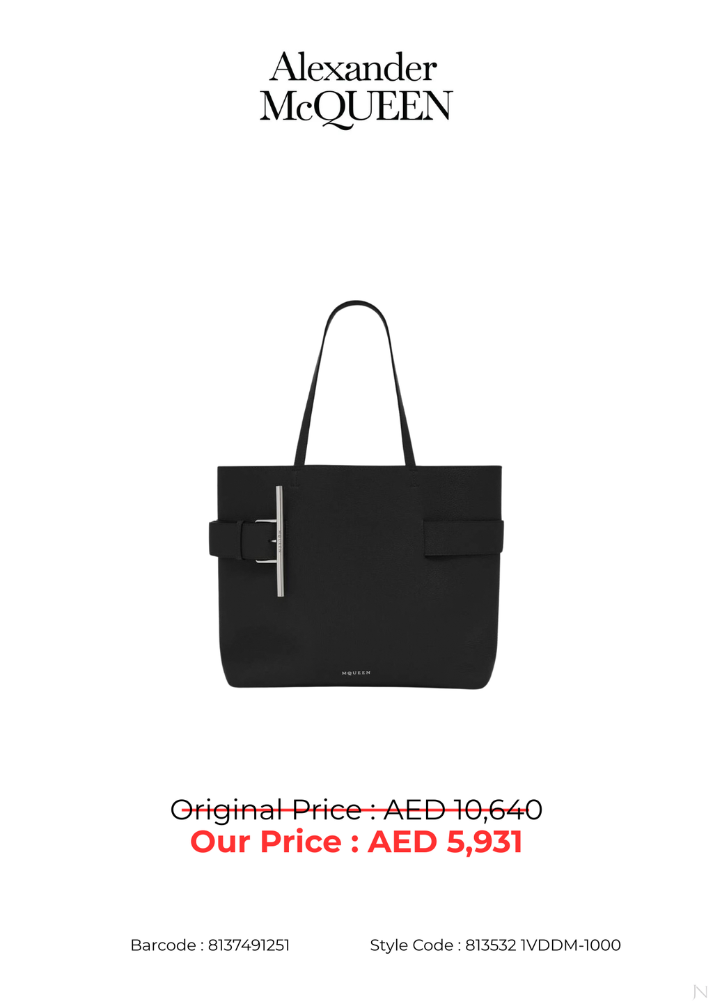 Alexander McQueen T-Bar Sling Large Calf Leather Shopper Tote Bag –  Women