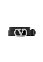 Valentino Garavani VLogo Signature Leather Belt Black Women