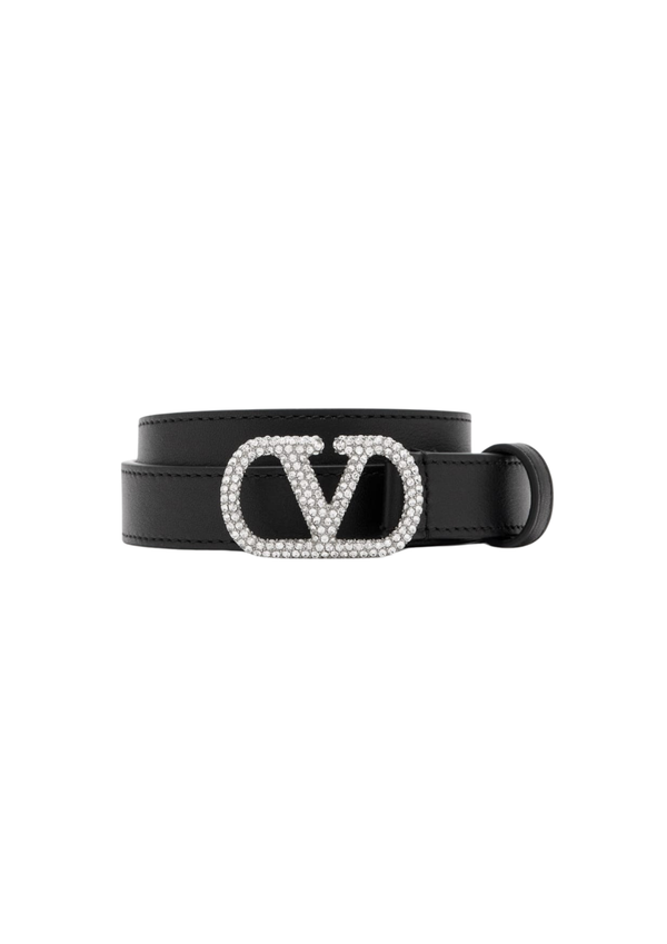 Valentino Garavani VLogo Signature Leather Belt Black Women