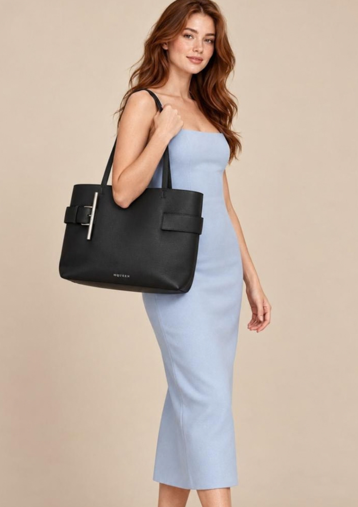 Alexander McQueen T-Bar Sling Large Calf Leather Shopper Tote Bag –  Women