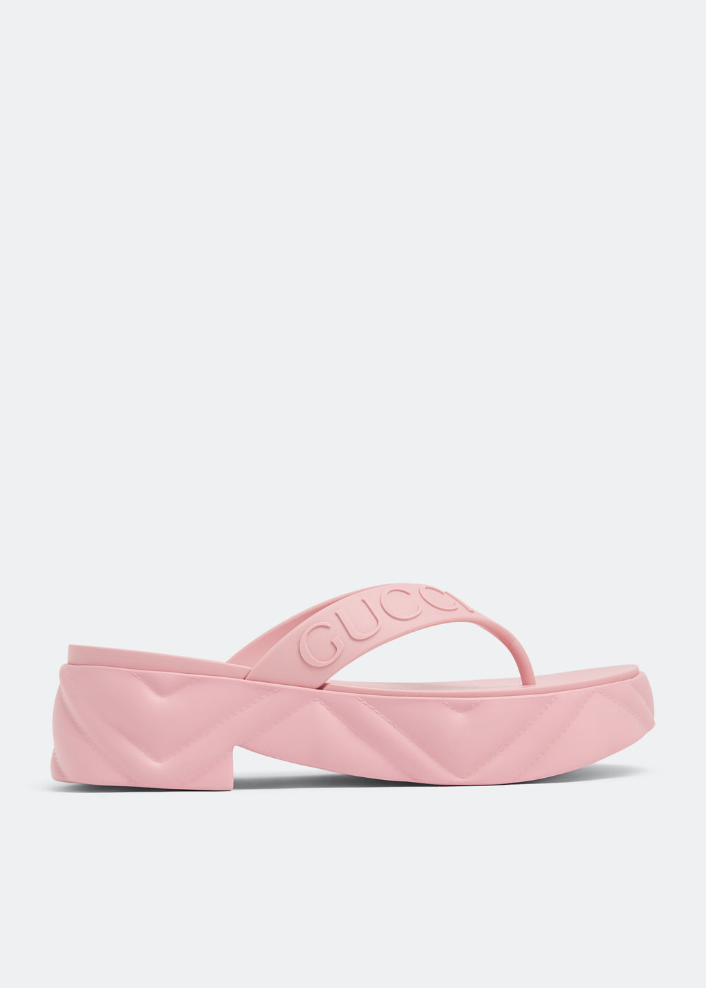 Gucci Logo -Debossed Platform Flip-Flops in Pink - product view 4