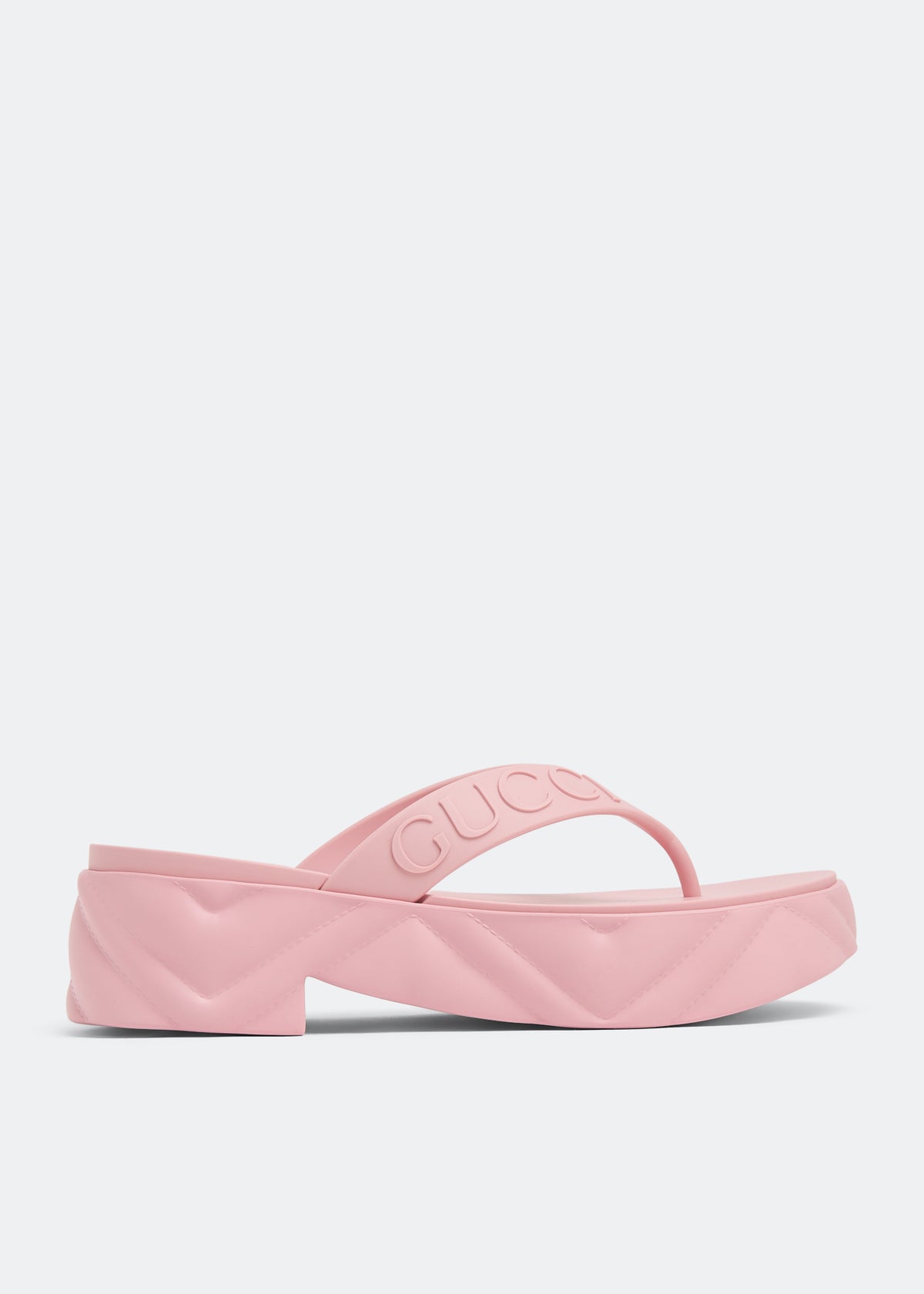Gucci Logo -Debossed Platform Flip-Flops in Pink - product view 4