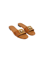 Fendi FFold Beige Leather Sandals