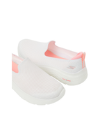 Skechers GO WALK Hyper Burst Goga Mat Slip-On Walking Shoes – White / Pink – Women