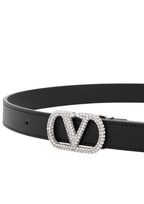 Valentino Garavani VLogo Signature Leather Belt Black Women