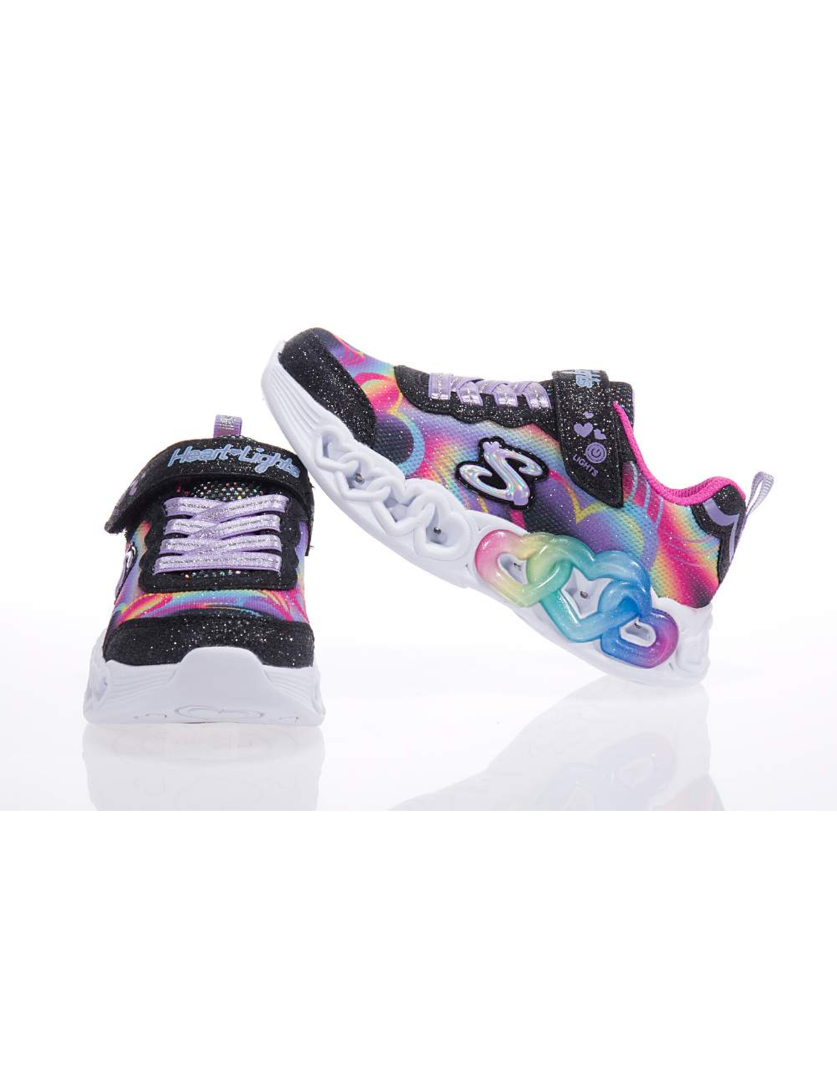 Skechers S Lights Infinite Heart Lights Light-Up Sneakers – Black / Multi – Kids