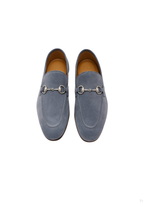 Gucci Men Jordaan Loafers in Foggy Grey suede in Foggy Grey - front product view