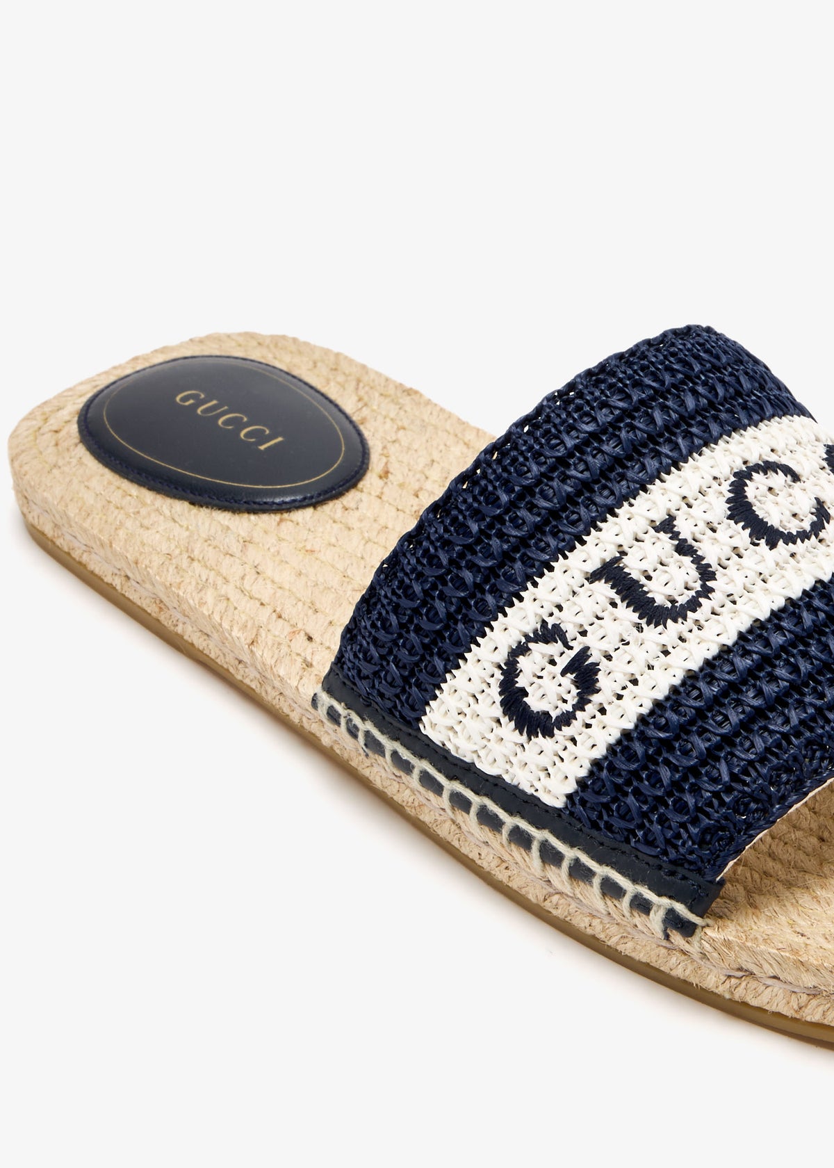 Gucci Women Logo Slide Sandals in Beige / Navy - product view 5
