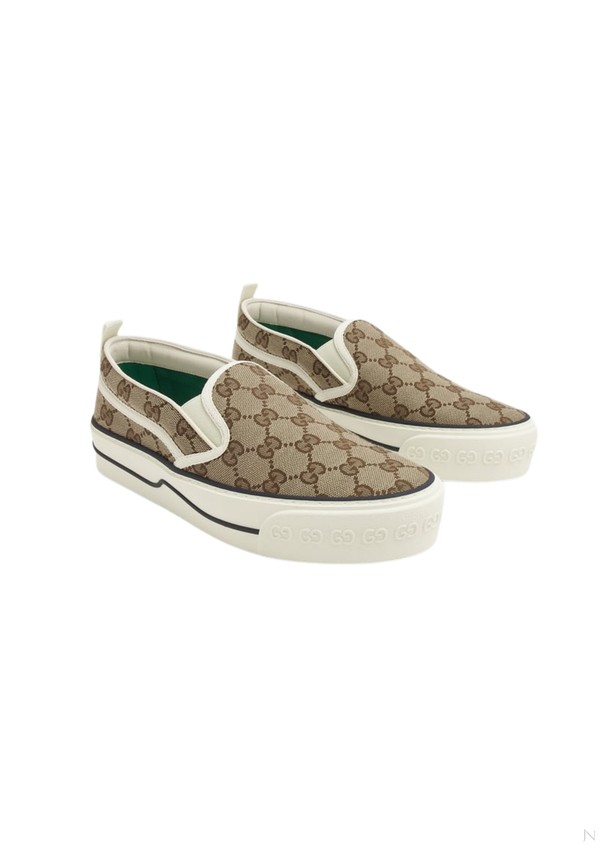 Gucci Tennis 1977 Slip-On Sneaker in Beige / White - front product view