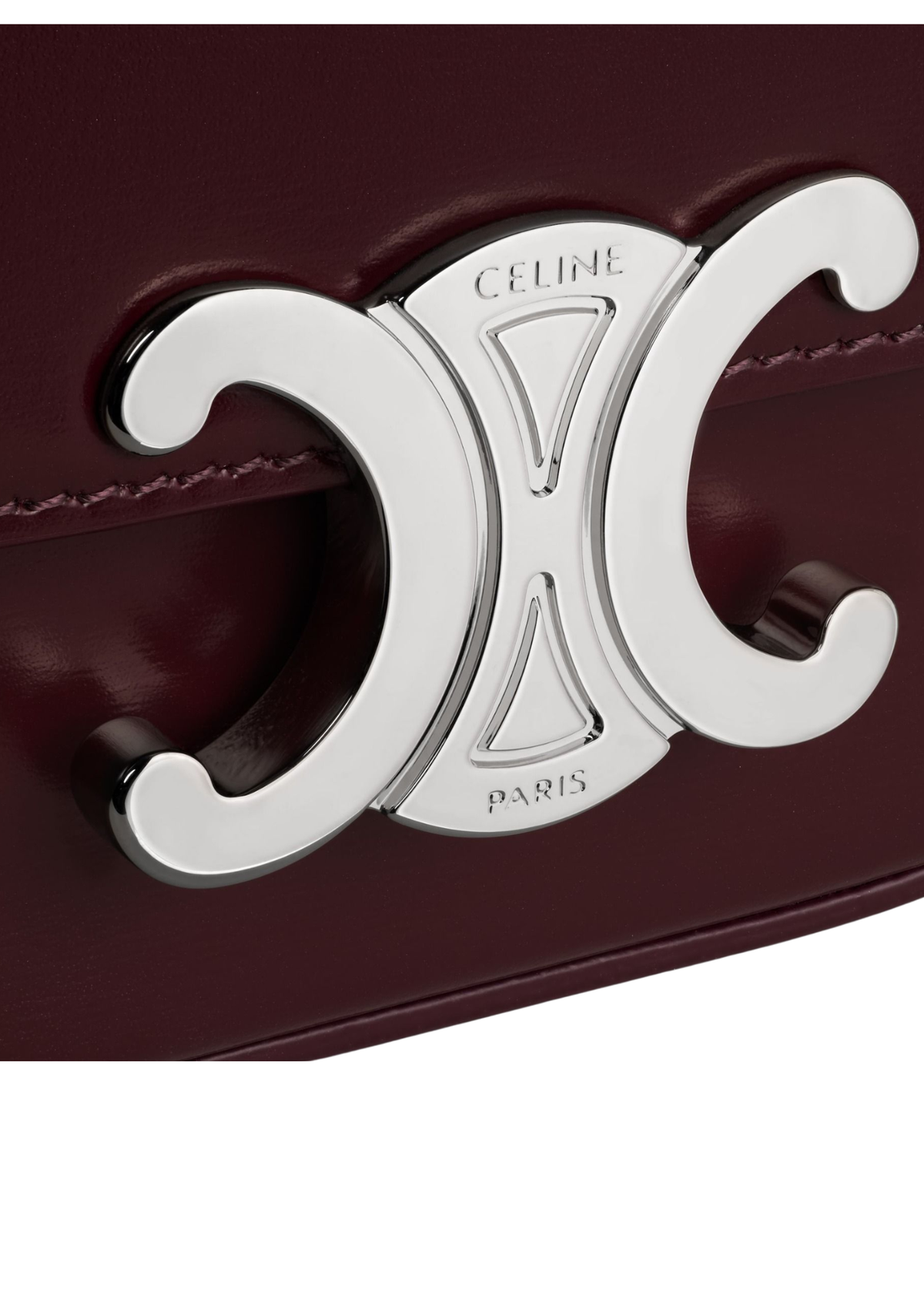 Celine Mini Chain Claude Shiny Calfskin Crossbody Bag – Deep Burgundy – Women