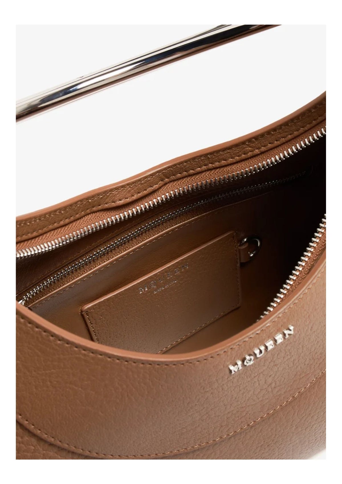 Alexander McQueen T-Bar Lambskin Shoulder Bag – Brown/Silver – Women