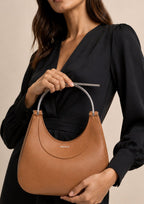 Alexander McQueen T-Bar Lambskin Shoulder Bag – Brown/Silver – Women