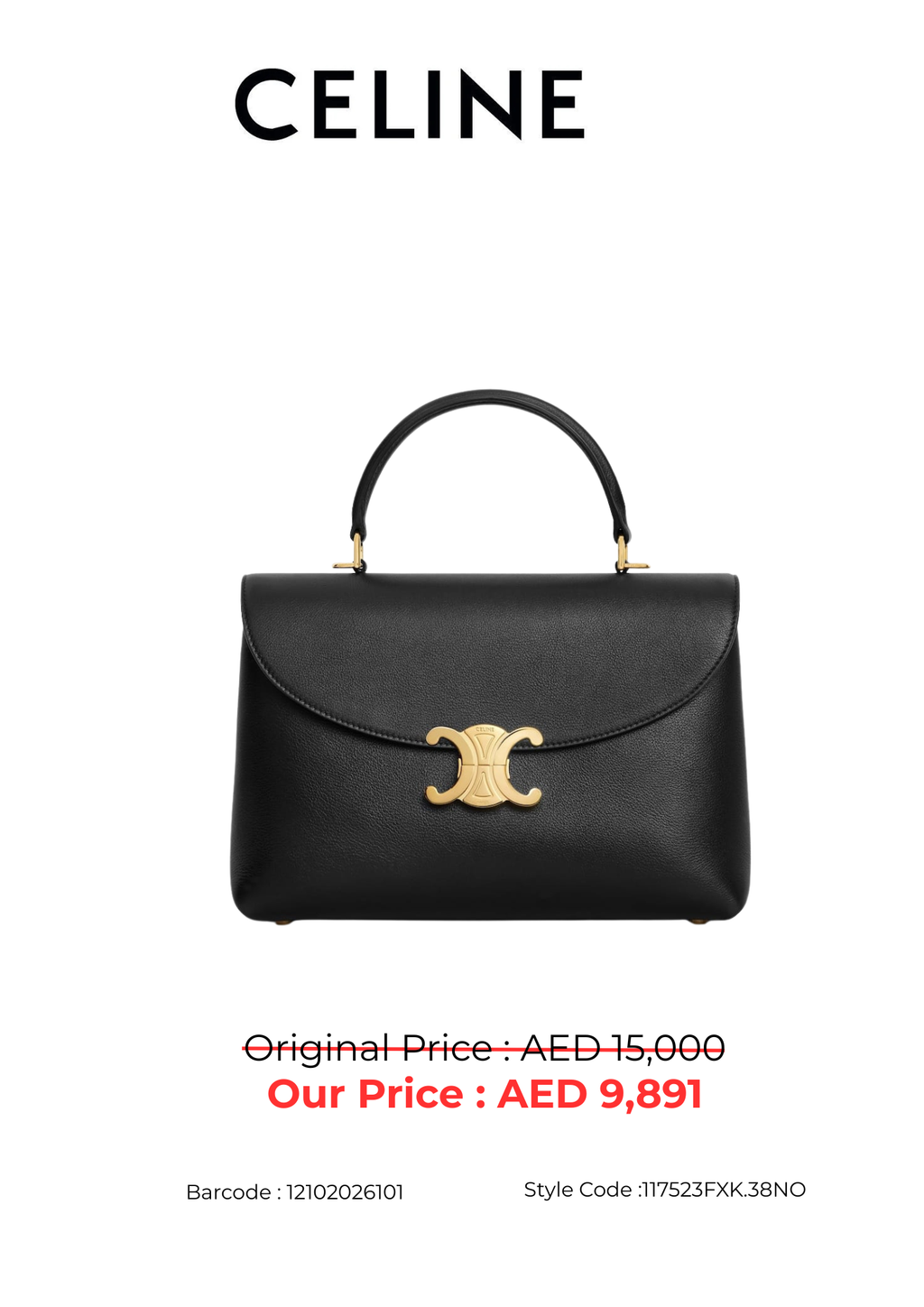 Celine Medium Nino Supple Grained Calfskin Top-Handle Bag – Black – Women