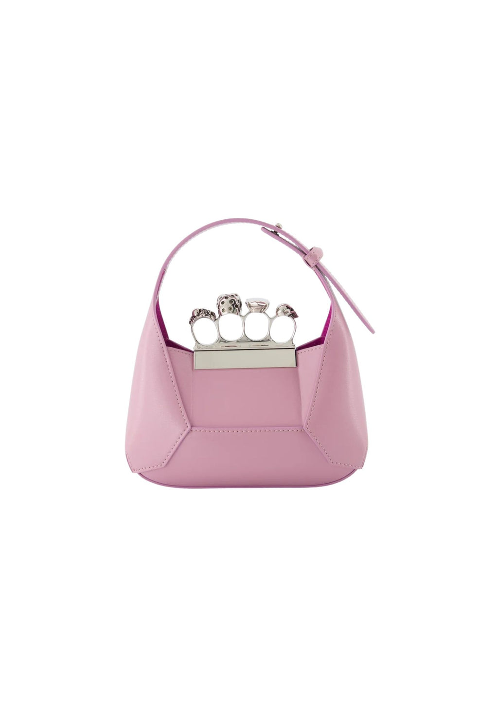 Alexander McQueen Jewelled Mini Hobo Leather Handbag – Lavender – Women