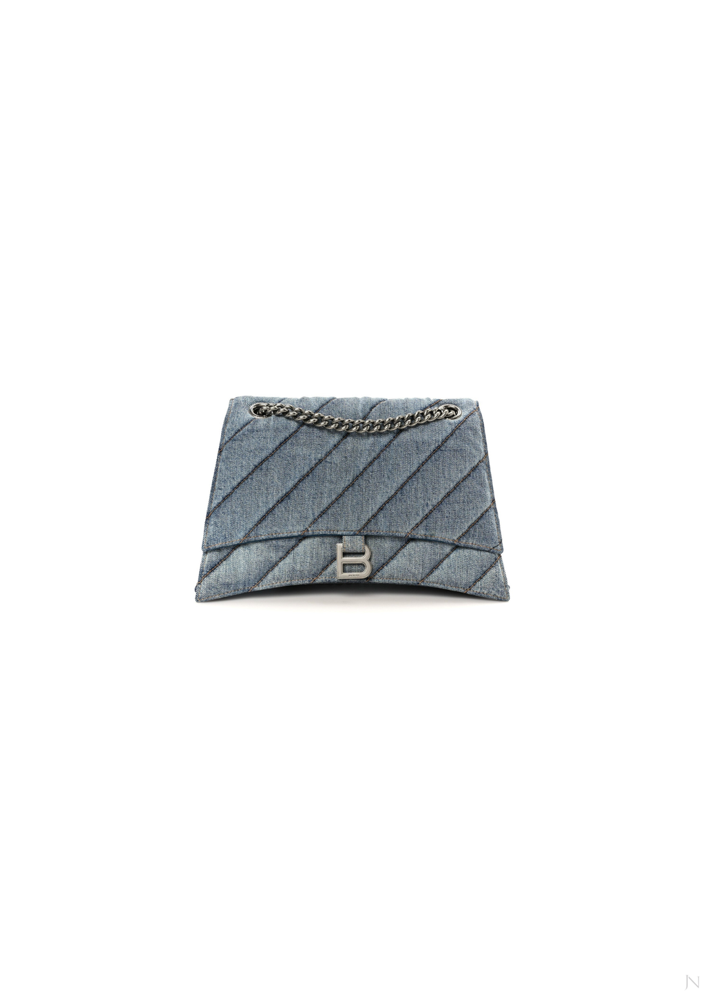 Balenciaga Crush Medium Shoulder Bag Denim Blue Women