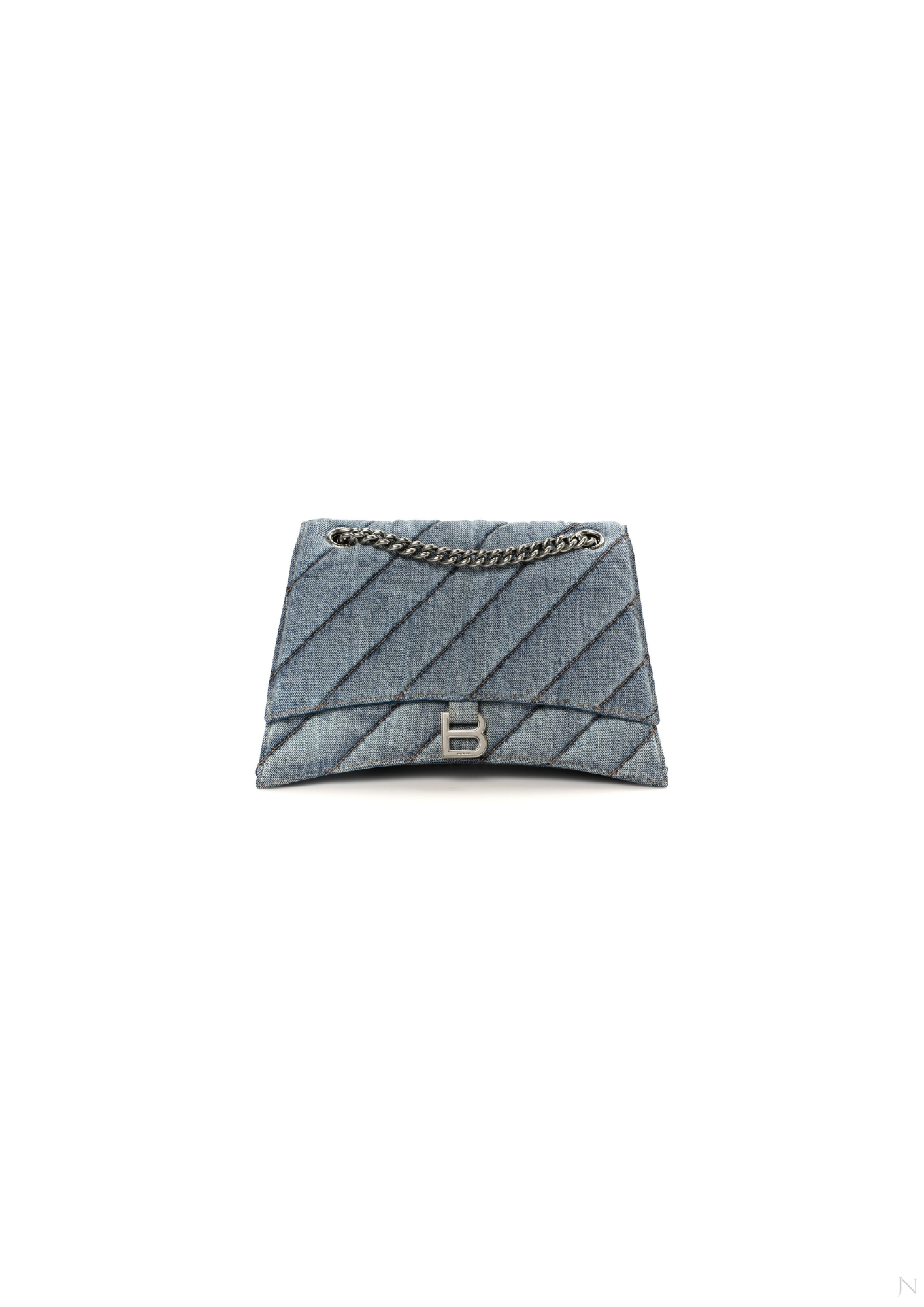 Balenciaga Crush Medium Shoulder Bag Denim Blue Women