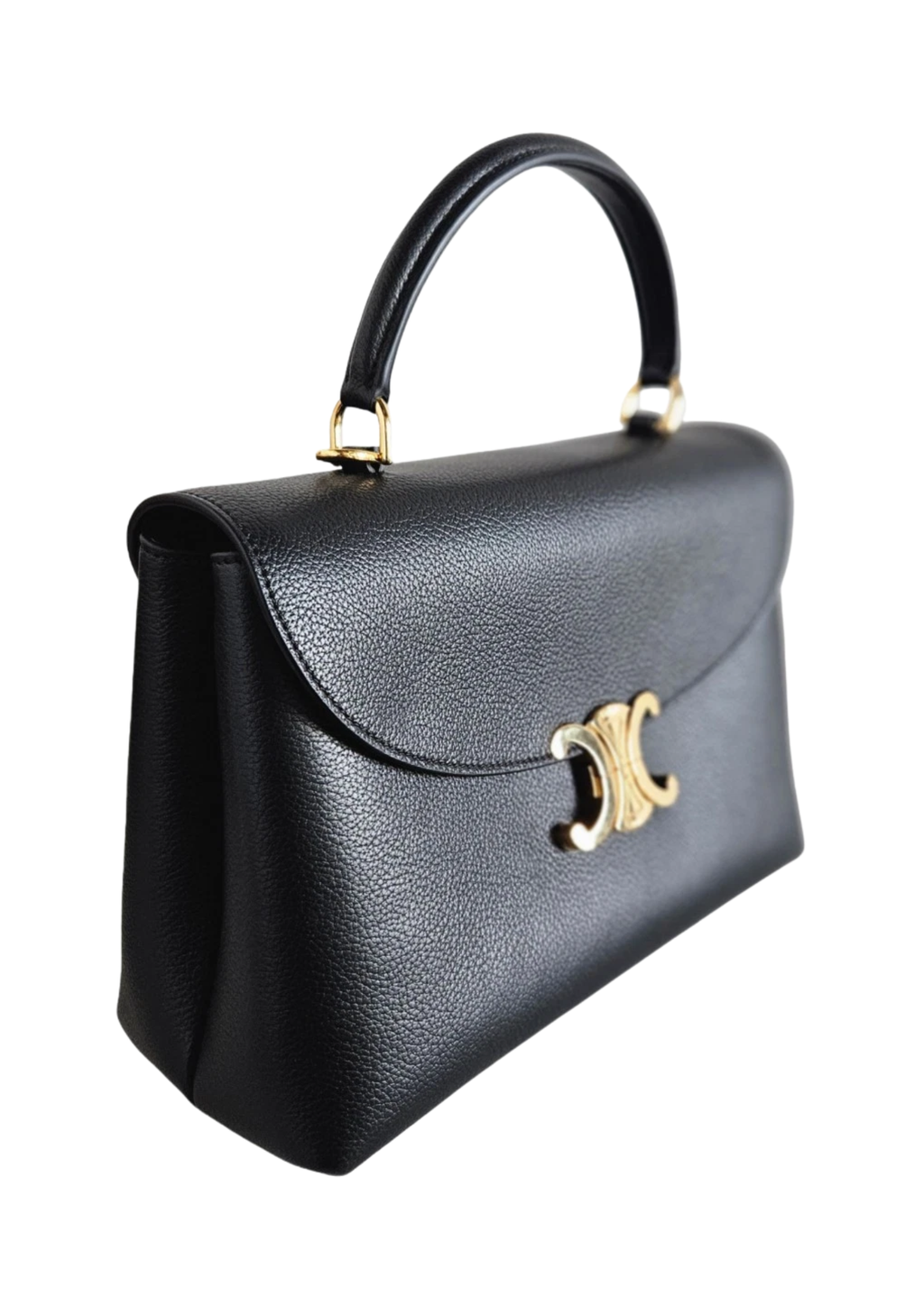 Celine Medium Nino Supple Grained Calfskin Top-Handle Bag – Black – Women