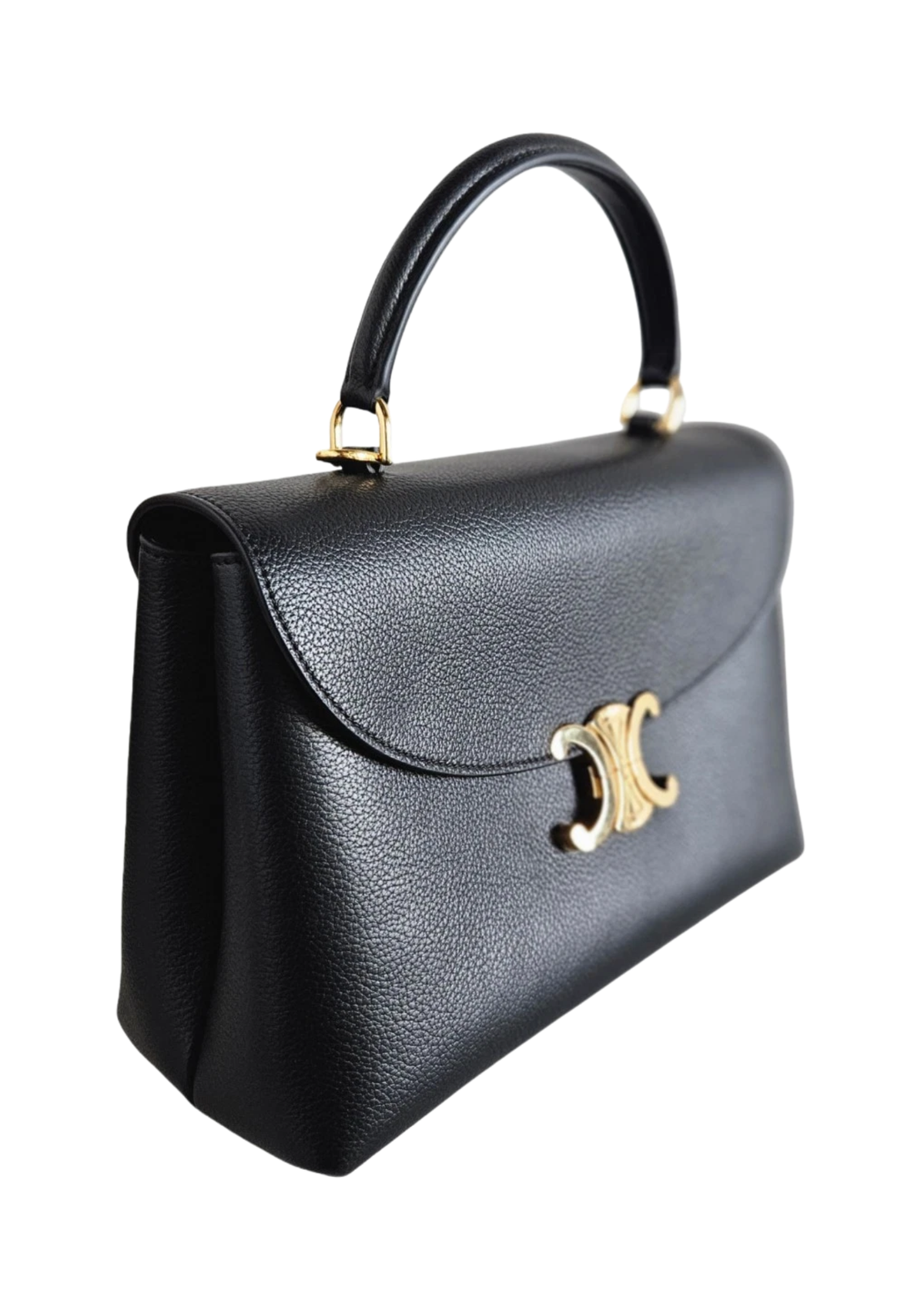 Celine Medium Nino Supple Grained Calfskin Top-Handle Bag – Black – Women